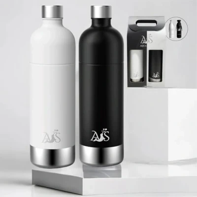 Image of 𝐀𝐐𝐔𝐀 𝐒𝐄𝐀𝐋® Premium Stainless Steel Water Bottle BPA Free Compatible with AarkeCarbonator3,Philips GoZero,Sodapop,Brita sodaONE 1Litre Sparkling Capacity 1.25L Volume (2XBLACK/White)