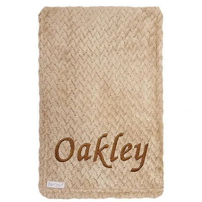 Image of Baby Boy Girl Personalised Blanket Embroidered Name Waffle (Beige)