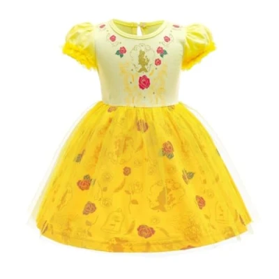 Image of Lito Angels Princess Belle Fancy Dress Up for Baby Girls Halloween Costume Birthday Party Summer Cotton Outfit Age 18 24 Months, Style B