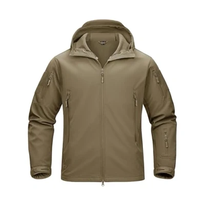 Image of TACVASEN Casual Jackets for Men Summer Autumn Fleece Jacket Men&#039;s Waterproof Mountain Climbing Hunting Hoodies, UK XL (Tag XXL), Khaki