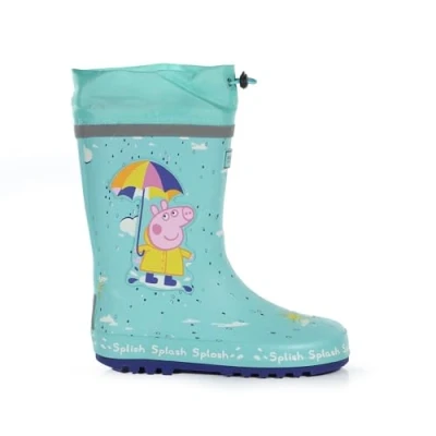 Image of Regatta Kids Waterproof Peppa Pig Splash Wellies Aruba Blue Rain, Size: UK Infant 9