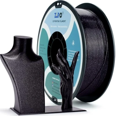 Image of ZIRO PLA Glitter Filament 1.75mm, 3D Printer Diamond Series 1.75 1kg (2.2lbs), Dimensional Accuracy +/ 0.03mm, Black