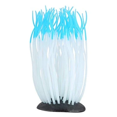 Image of Simulation Artificial Silicone Luminous Sea Anemone Coral Ornament for Aquarium Fish Tank Decoration (Blue)