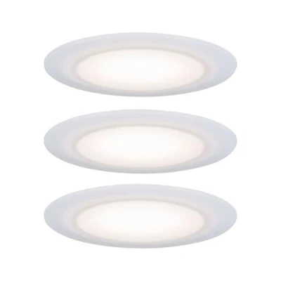 Image of Paulmann 99940 Premium Suon LED recessed luminaire set of 3 round incl. 3x6.5W IP44 dim spotlight satin, white cabinet light plastic 2700K