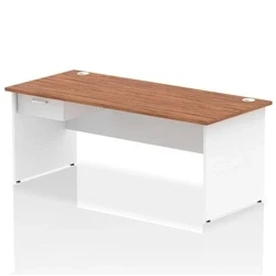 Image of Impulse 1800x800 Desk Walnut/White Panel End 1x1 Drawer Fixed Ped