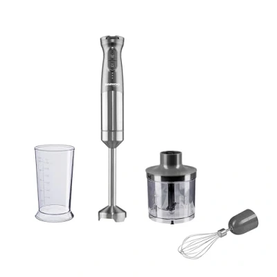 Image of Daewoo Freedom Cordless Pro Handheld 3 In 1 Blender, Whisk And Mini Chopper With Included Jar, Fast Charge, Battery Indicators, Powerful Motor, Elegant Brushed Aluminium Design, Portable