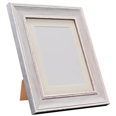 Image of FRAMES BY POST Scandi Vintage Picture Photo Frame, Recycled Plastic, Distressed Blue with Ivory Mount, 40 x 50 Image Size 30 cm