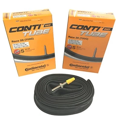 Image of Continental 2x Race 28 700 x 20 25c Road Bike 42mm Presta Inner Tubes (1 Pair),Black