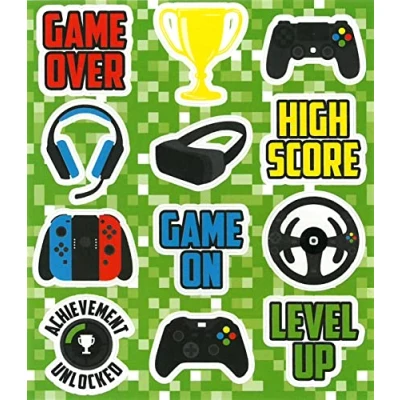 Image of Anila&#039;s Complete Gamer Themed 10 Party Bag Fillers &amp; Favours Sheets of Stickers. (Ideal for Children Aged 3 8)