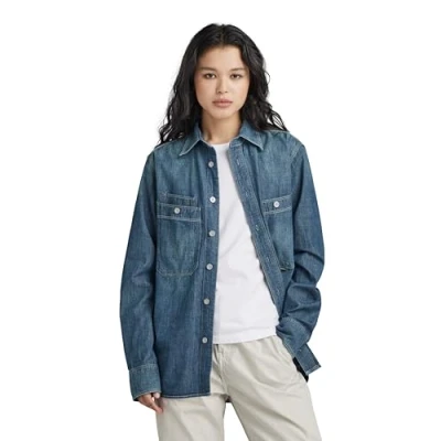 Image of G STAR RAW Men&#039;s Unisex Nimes Regular Shirt EV, blue (faded cricket D23009 D311 D891), XL