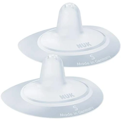 Image of NUK Nursing Cap, Nipple Cap for Breastfeeding, Protects Against Sore Nipples, Thin Silicone, Size S (16 mm), Pack of 2