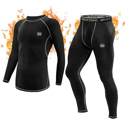 Image of MeetHoo Thermal Underwear, Base Layer Compression Set for Men Long Sleeve Top &amp; John
