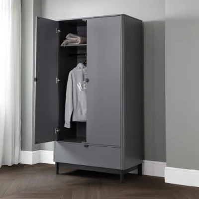 Image of Julian Bowen Chloe Wardrobe Storm Grey/Black Wardrobes