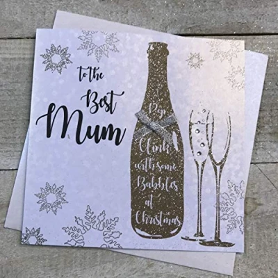 Image of White Cotton Cards F1 M &quot;to The Best Mum&quot; Handmade Christmas Card