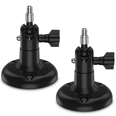 Image of HOLACA Camera Wall Mount Bracket Compatible with Stick Up Cam (Pro), Indoor Cam, Arlo Pro 4/3/2, Ultra 2/Ultra/HD/GO, Eufycam 1/2/2C/2C Pro/3/3C/E and other Models 1/4&quot; Screw (Black 2PCS)