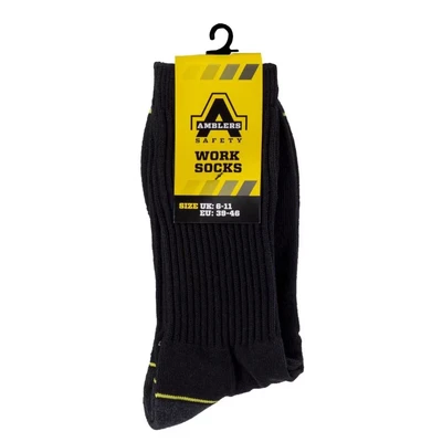 Image of Amblers Safety Heavy Duty Work Socks 3 Pack Size 11 14