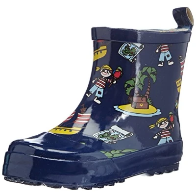 Image of Playshoes Wellies Boys Short Allover Print Wellington Boots, Blue (Marine), 5.5 UK