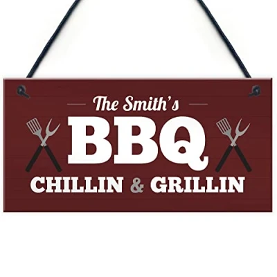 Image of Red Ocean BBQ Signs Funny Personalised For Outside Garden Shed Sign Man Cave