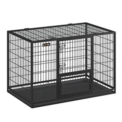 Image of Feandrea Heavy Duty Dog Crate, Cage, 122 x 74.5 80.5 cm, for Medium and Large Dogs, Double Removable Door, Easy Cleaning, Pet XXL, Black PPD003B01