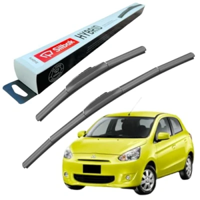 Image of Silbak Windscreen Wipers, fits for MITSUBISHI MIRAGE (2012 ONWARDS) Wiper Blades, 550mm/350mm, Front Blades Set Accessories,