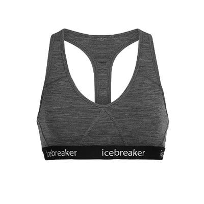 Image of Icebreaker Merino Sprite Racerback BRA Light support sports bra, Women&#039;s, Size: XS, Gritstone heather