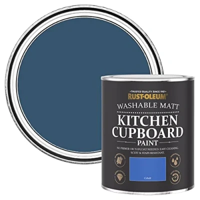 Image of Rust Oleum Blue Kitchen Cupboard Paint in Matt Finish Cobalt 750ml