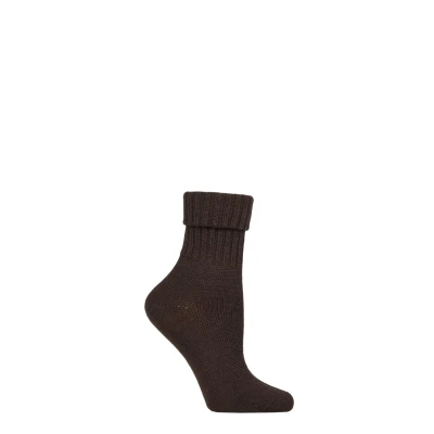 Image of Women&#039;s 1 Pair Burlington Plymouth Virgin Wool Turn Over Top Socks Brown 3.5 7 Ladies