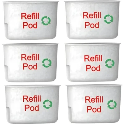 Image of PurePods Refills for Reusable Water Filter Cartridge Compatible with Refillable Brita Maxtra* &amp; Maxtra+* Jugs (Pack of 6)
