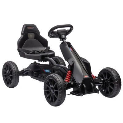 Image of HOMCOM Children Pedal Go Kart, Kids Ride On Race with Adjustable Seat, Swing Axle, Shock Absorption EVA Tyres, Handbrake, for Ages 3 8 Years, Black