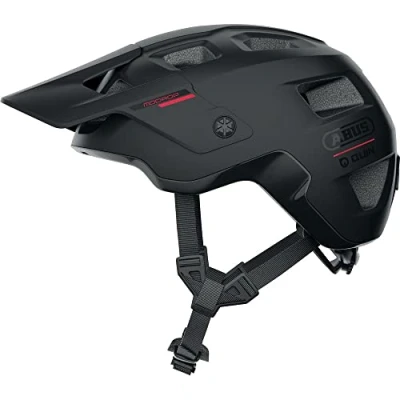Image of ABUS MTB Helmet MoDrop QUIN, Smart Bike with Bluetooth, Crash Detection and SOS Alarm System for Mountain Bikers, Unisex Adult Velvet Black Size S