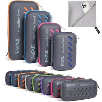 Image of BAGAIL Microfibre Travel Towel, Perfect Camping Swimming Towel and Beach Quick Dry Super Absorbent Ultra Compact, Great for Sports, Gym, Yoga Backpacking