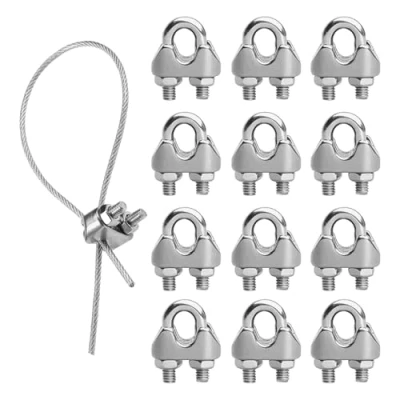 Image of 12 Pcs Wire Rope Clip M3 Cable Clamp 3mm,Wire Stainless Steel U Bolt Saddle Fastener M3,Wire Shape for Tensioning,for Industry Household Transportation