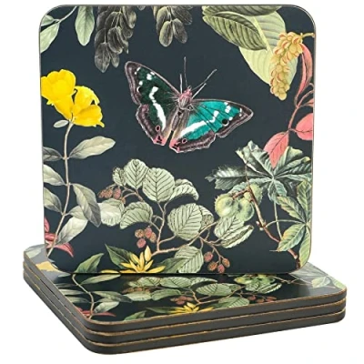 Image of Royal Botanic Gardens Kew Midnight Floral Square Coaster Pack Of 4