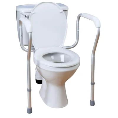 Image of HOMECRAFT Toilet Safety Frame, Height Adjustable, Bathroom Aid for Easy on and Off, Support or Elderly/Disabled Height: 64 x 75cm, White