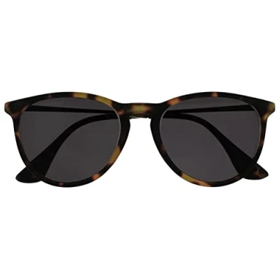 Image of OPULIZE Jet Sunreading Glasses Stylish Large Designer Frame Scratch Resistant Tinted Lens UV400 Protection Brown Tortoishell Rubberized Silver Arms Tips Mens Womens S96 2 +1.00