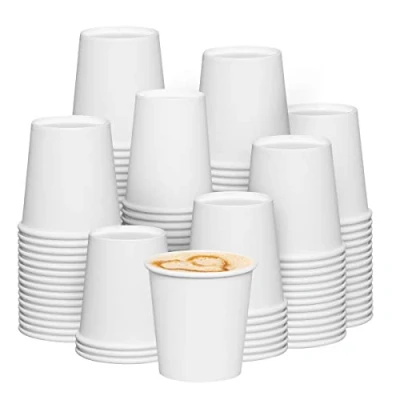 Image of [300 Count] 6 oz. 180 ml White Paper Hot Cups Coffee