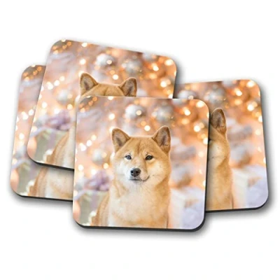 Image of 4 Set Cute Shiba Inu Dog Coaster Puppy Pretty Mum Fun #8751