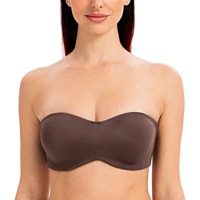 Image of MELENECA Women&#039;s Strapless Minimizer Multiway for Large Bust Unlined Seemless Underwire Bandeau Bra Espresso 36D