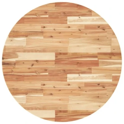 Image of vidaXL Table Top Round Ø90x2cm Solid Wood Acacia Dining/Bistro/Side/Bar/Coffee Replacement Brown Untreated/Customizable Surface