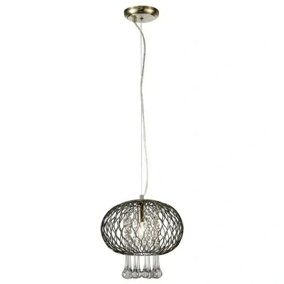 Image of Chelsie Medium Ceiling Pendant 1 Light Antique Brass, Clear Glass