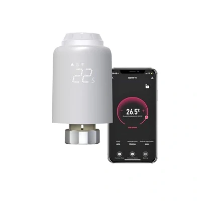 Image of Qiumi Zigbee smart Thermostatic Radiator Valve Supporting remote control by life app, voice Alexa and Google Assistant（LED DISPLAY)