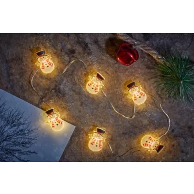 Image of Smart Garden Christmas Snowman String Lights Set of 20 Warm White LEDs Indoor Use 1.9 Metre Auto Timer Function Decoration, Festive Décor