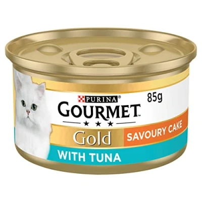 Image of Gourmet Gold Tinned Cat Food Savoury Cake Tuna 85g, Pack of 12