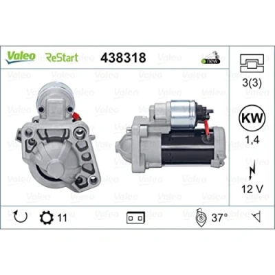 Image of 31407197, 36010074, 360100740, 36010805 Starter motor VALEO NEW STOP&amp;START ORIGINAL PART 438318 12V 1,4kW 11 NO R 37 VOLVO: S80 II, XC40, XC90 II