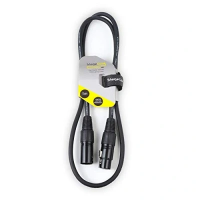 Image of StageCore 1 Metre 3 Pin XLR Male Female DMX Cable Lead Black