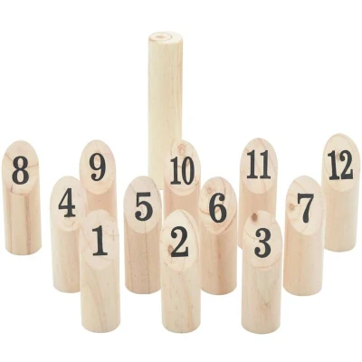 Image of vidaXL 13 Piece Number Kubb Game Set with Carrying Bag Solid Pine Wood