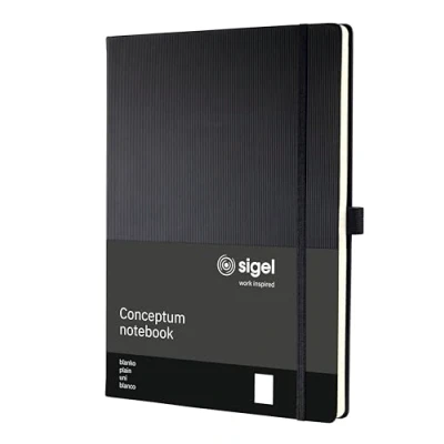 Image of SIGEL CO110 Premium Notebook plain, A4, hardcover, Black Conceptum