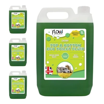 Image of Flow Top + Bottom Eco Friendly Chemical Toilet Cleaner &amp; Rinse Fluid Caravan Motorhome Portable Formaldehyde Free (20 Litre)