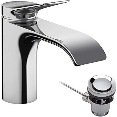Image of hansgrohe Vivenis Basin Mixer Tap 80 with pop up waste set, matt black, 75010670
