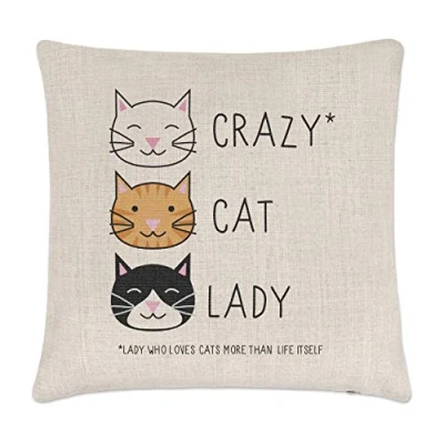 Image of Gift Base Crazy Cat Lady Linen Cushion Cover